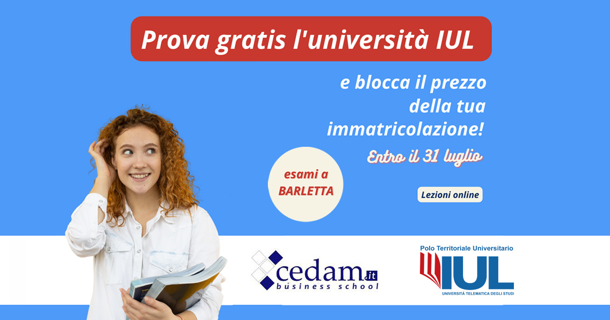 PROVA GRATIS LUNIVERSITA' ONLINE IUL entro il 31 luglio 